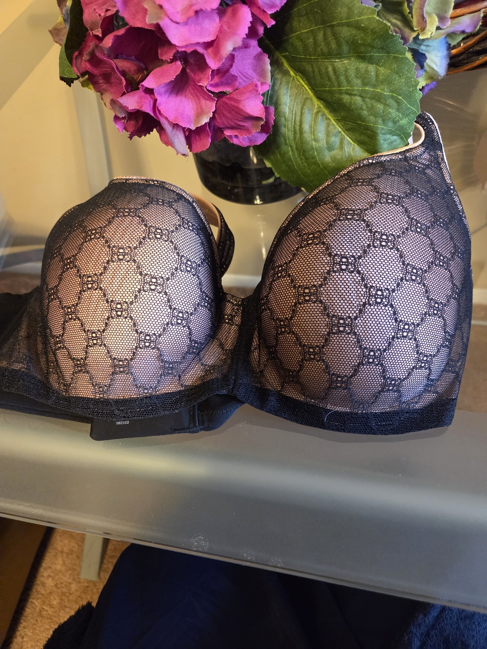 Soma Black Lace Overlay Underwire Bra 36C Like New